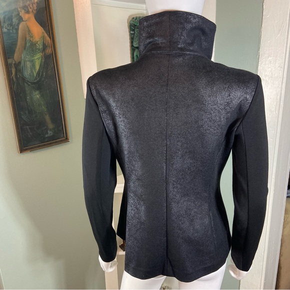 Two by Vince Camuto Ponte Knit Coated Moto Jacket XSmall Motorcycle Asymmetrical - Picture 11 of 15